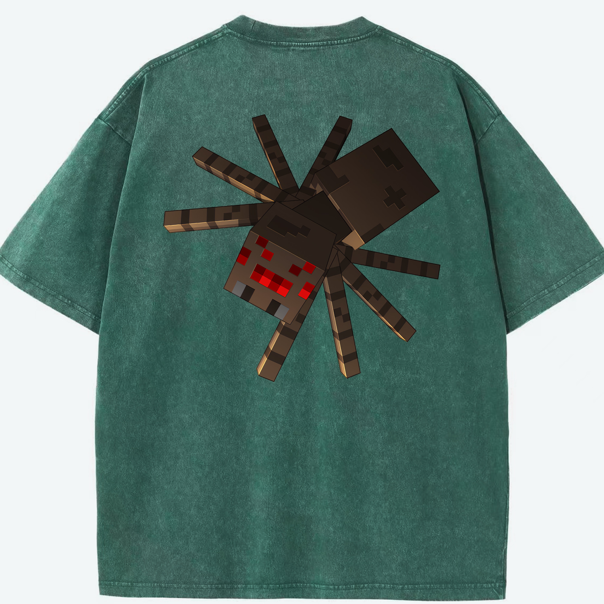 （画像用） マインクラフト ブロックの世界 Minecraft MC Block world 綿100% ヴィンテージ風 半袖Tシャツ（背面プリント）